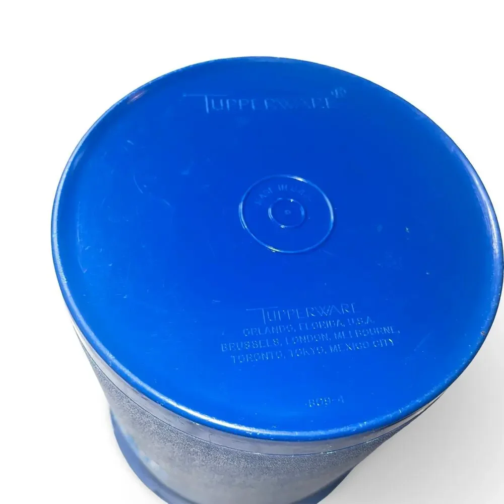 Tupperware Servalier Nesting Canister Set x2 Blue Floral Medallion 809 811 VTG